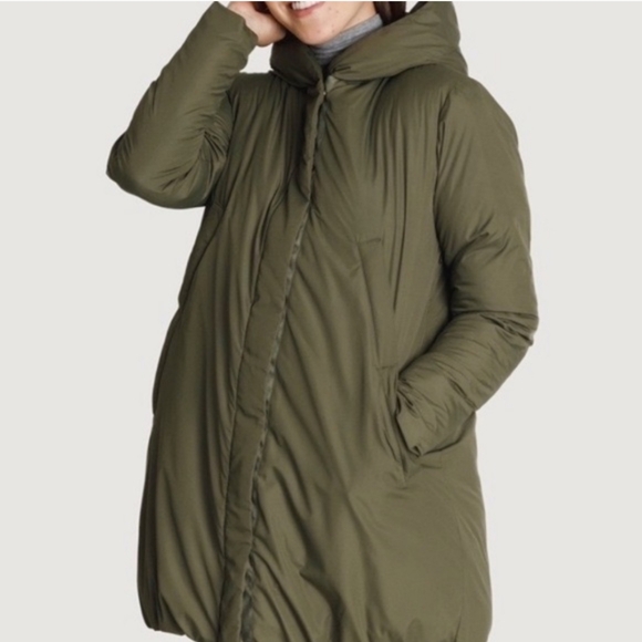 Kit + Ace Olive Green Hooded Puffer Coat M/L - Picture 1 of 7